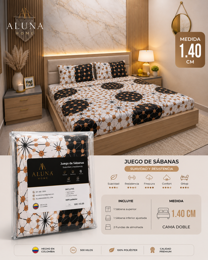🌓Juego De Sábanas Eclipse Dorado