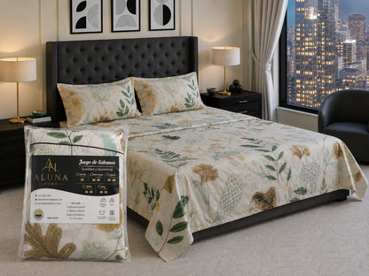 🌿Juego De Sábanas Premium Soft Garden